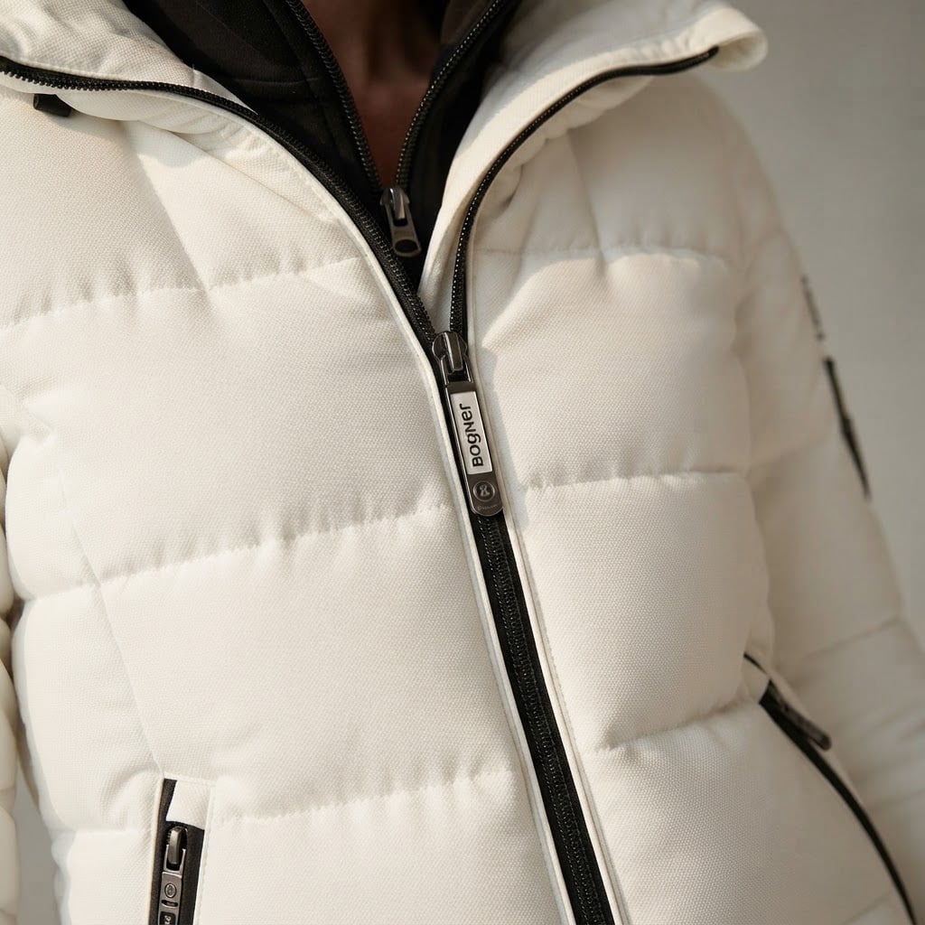Delphine | Full-Zip Hooded Arm-Patch Women's Quilted Jacket for Winter