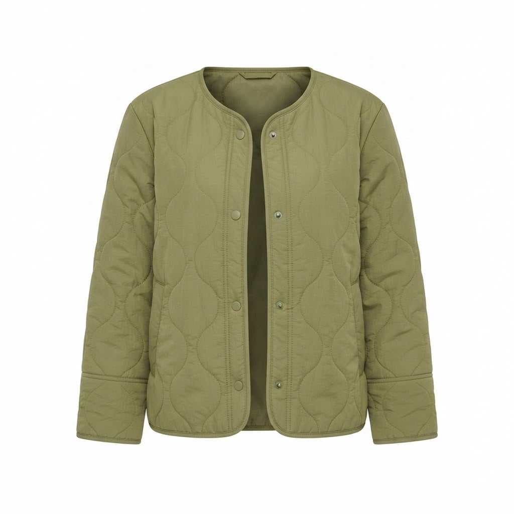 Clementine | Sage-Green Ogee-Stitch Women's Quilted Jacket for Winter