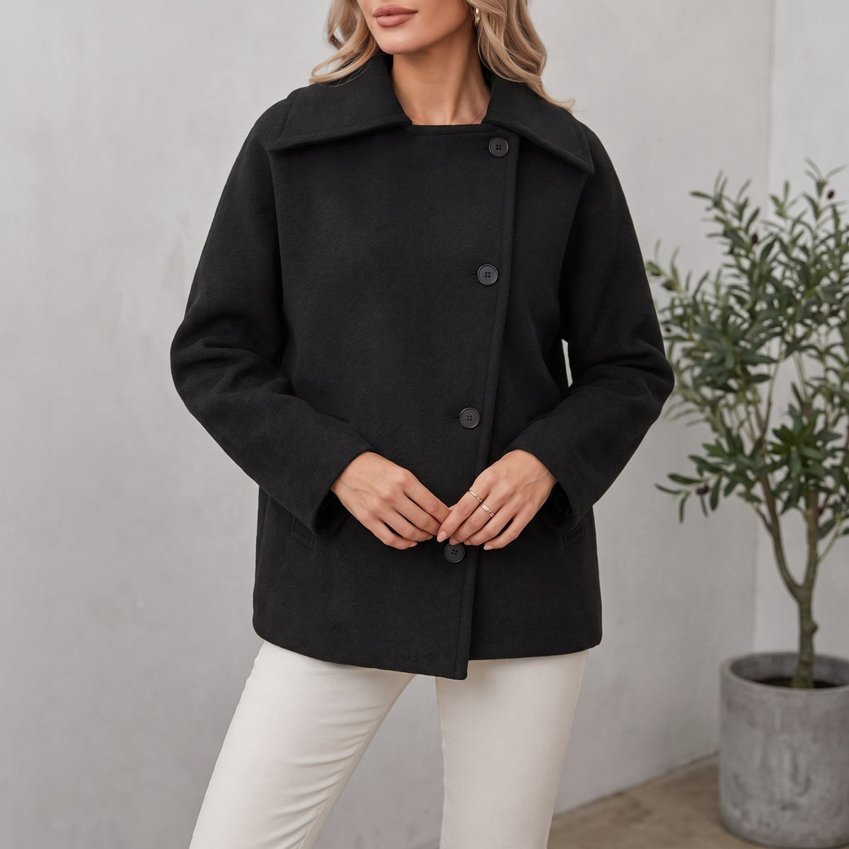 Elvara | Oversized Longline Cocoon Notch-Collar Winter Coat