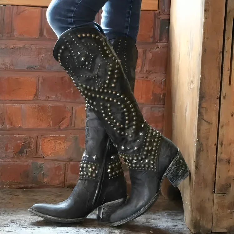 Gisela | Studded Women Knee High Boots for Winter
