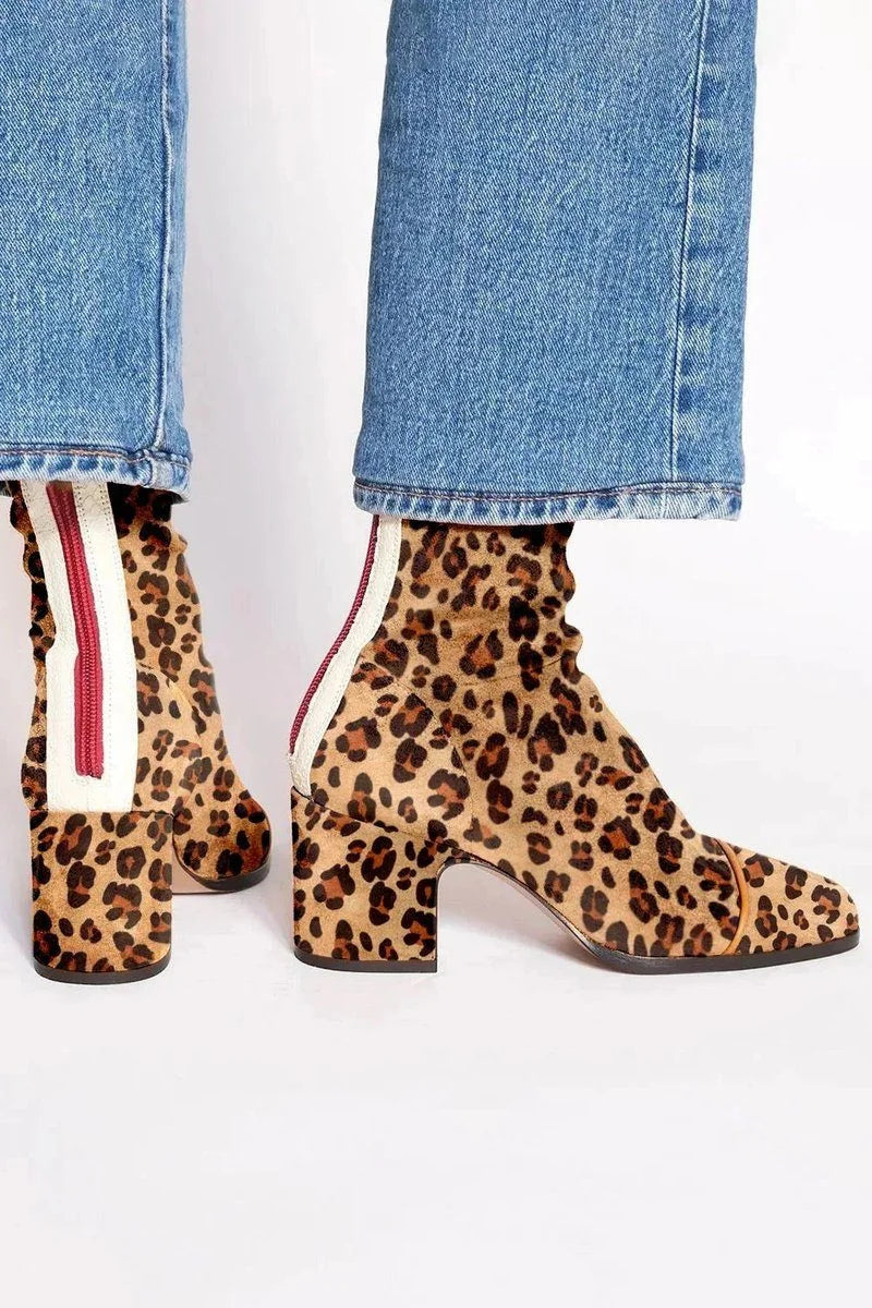 Perrie | Bold Leopard Toe Ankle Boots