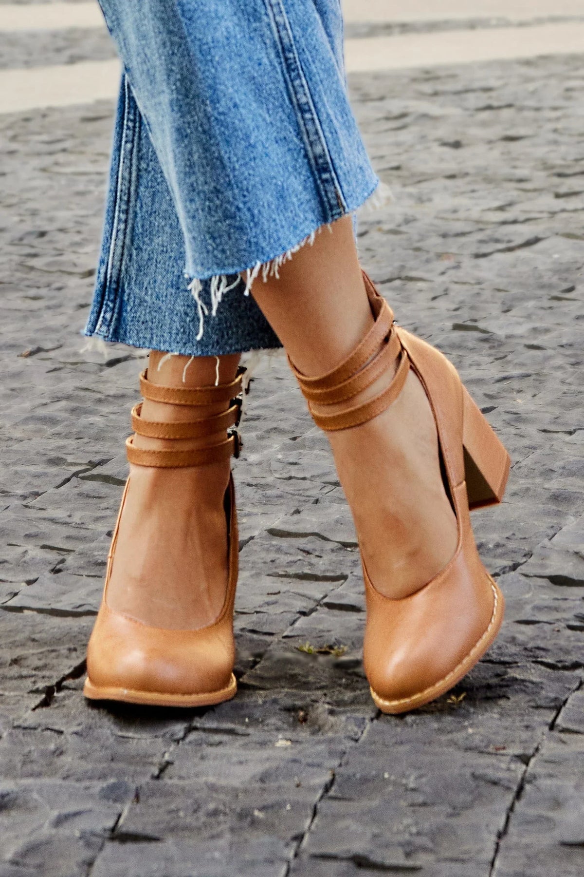 Ruby | Bold Triple Buckle Ankle Boots