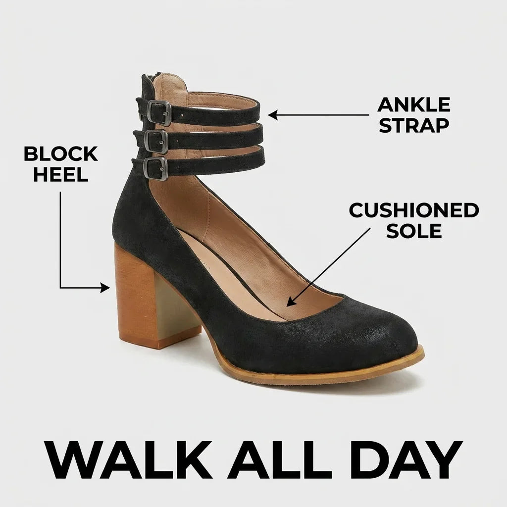 Ruby | Bold Triple Buckle Ankle Boots
