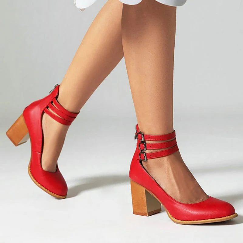 Ruby | Bold Triple Buckle Ankle Boots