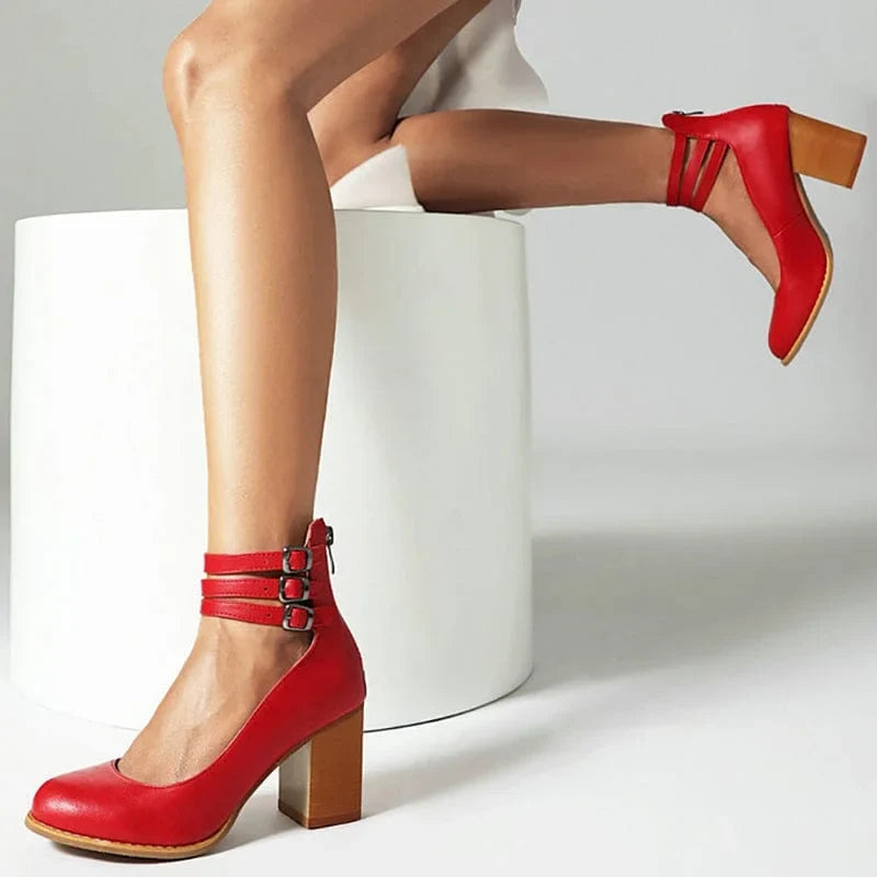 Ruby | Bold Triple Buckle Ankle Boots