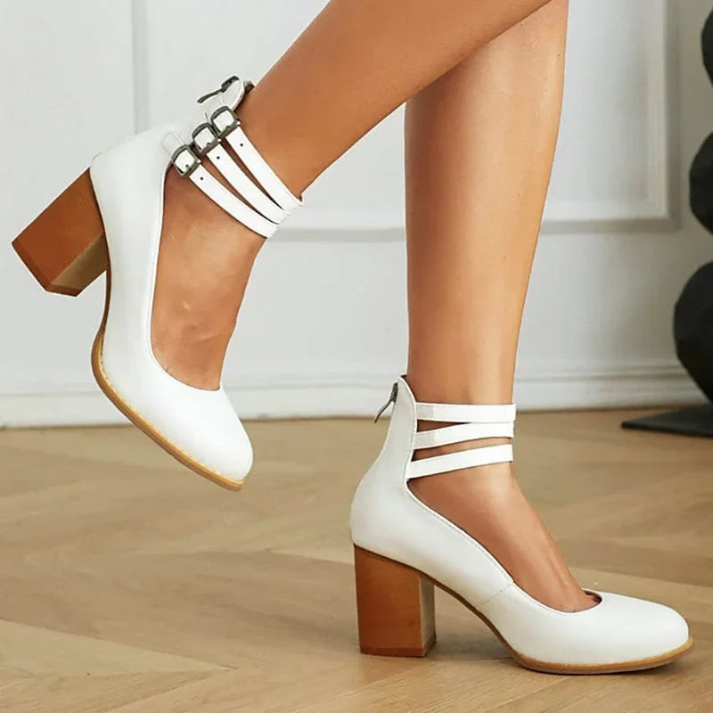 Ruby | Bold Triple Buckle Ankle Boots