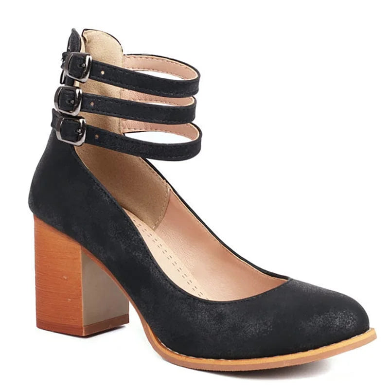 Ruby | Bold Triple Buckle Ankle Boots