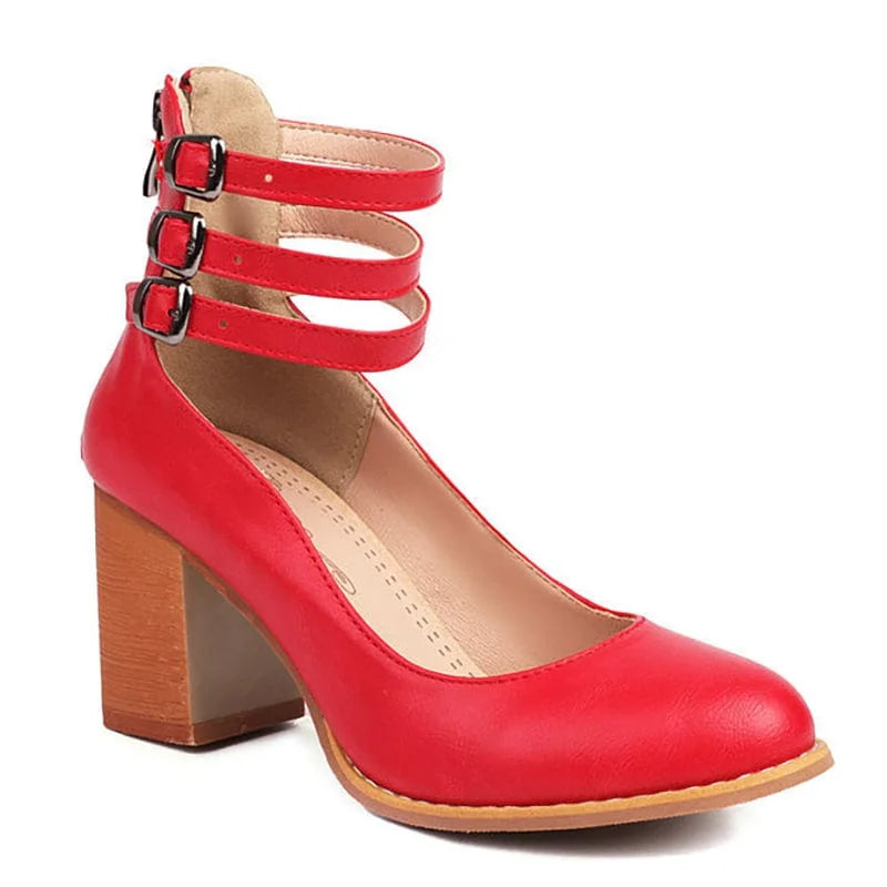 Ruby | Bold Triple Buckle Ankle Boots