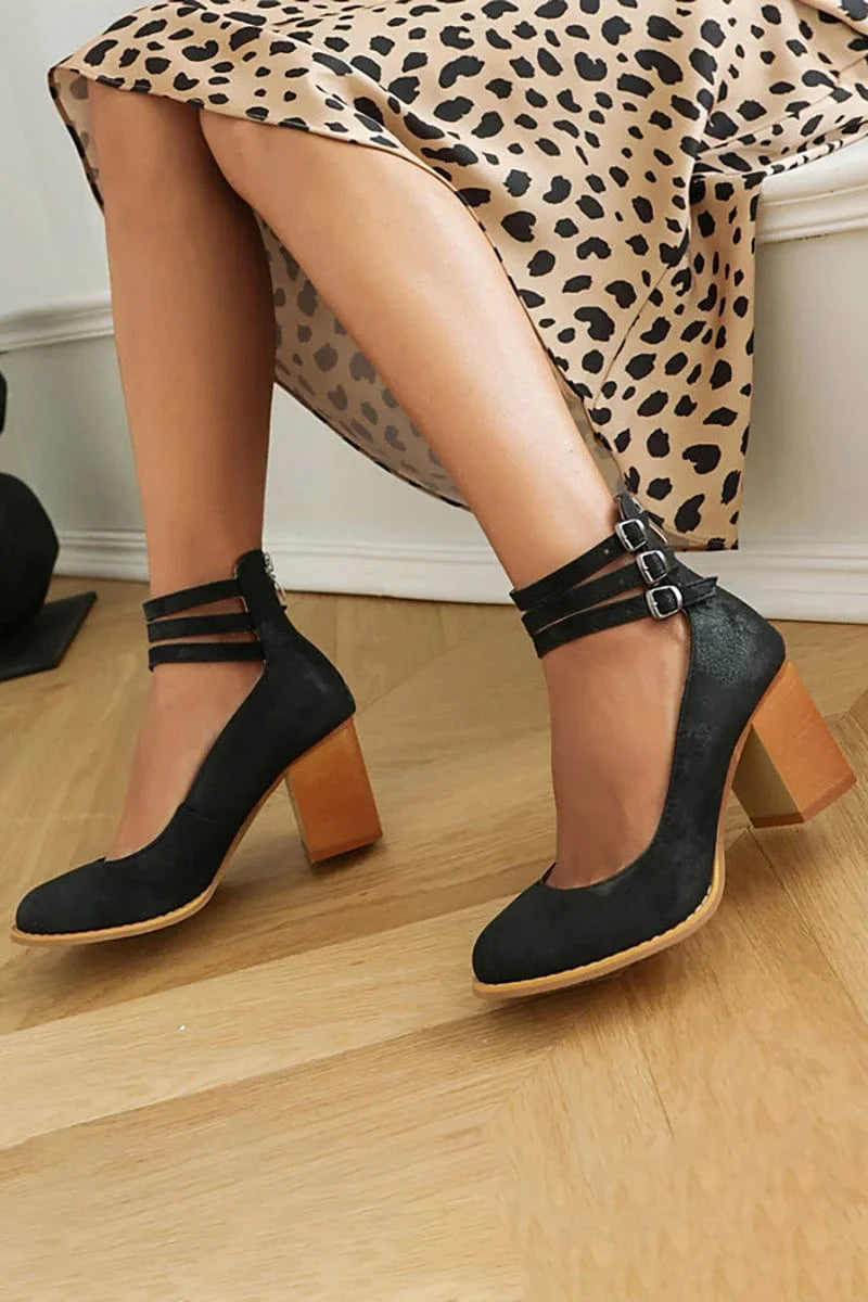 Ruby | Bold Triple Buckle Ankle Boots