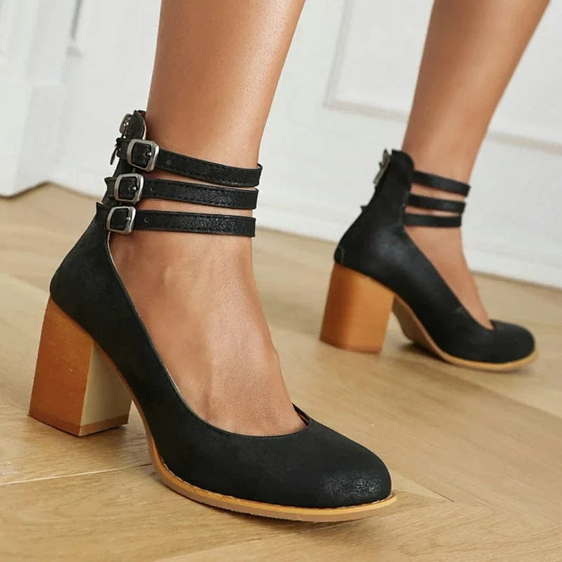 Ruby | Bold Triple Buckle Ankle Boots