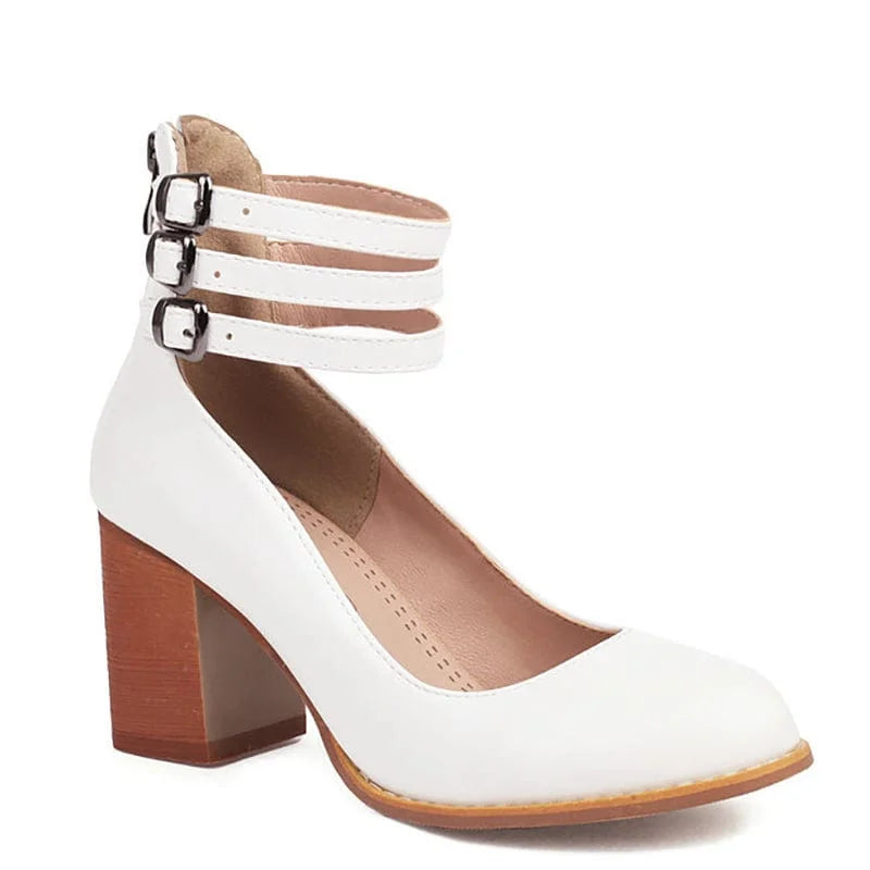 Ruby | Bold Triple Buckle Ankle Boots