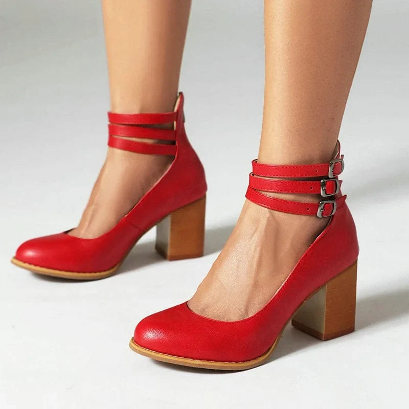 Ruby | Bold Triple Buckle Ankle Boots