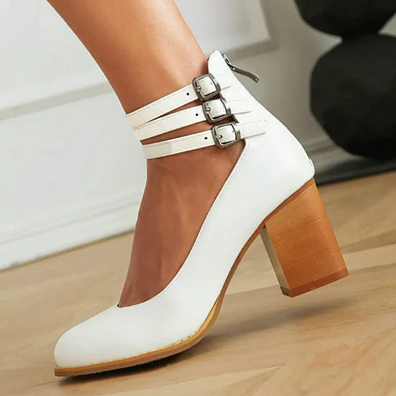 Ruby | Bold Triple Buckle Ankle Boots