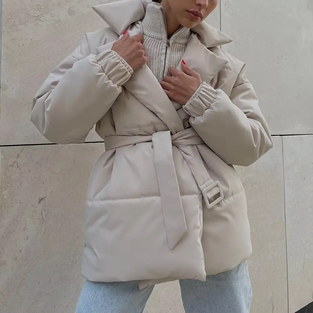 Marcelline | Belted Wrap Puffer Jacket for Winter