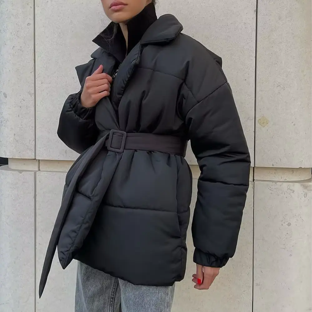 Marcelline | Belted Wrap Puffer Jacket for Winter