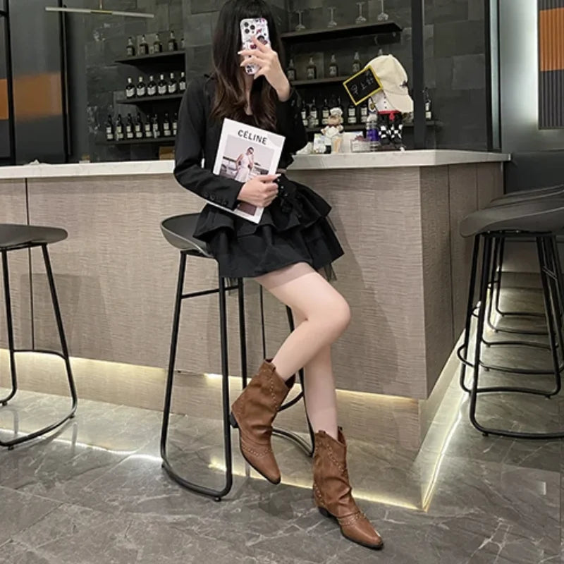 Stella | Studded Western Mid-Calf Boots