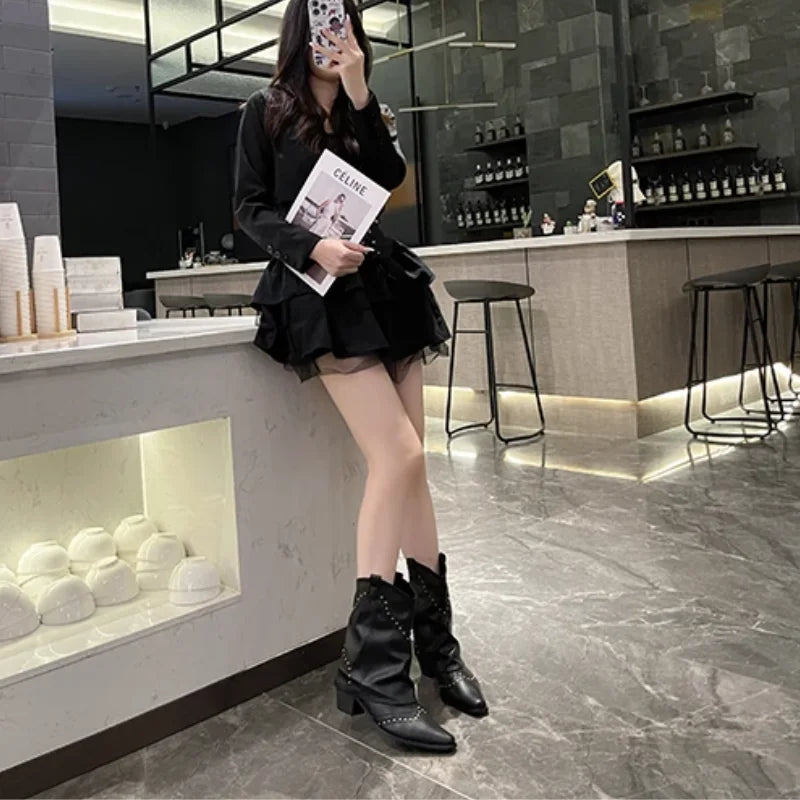 Stella | Studded Western Mid-Calf Boots