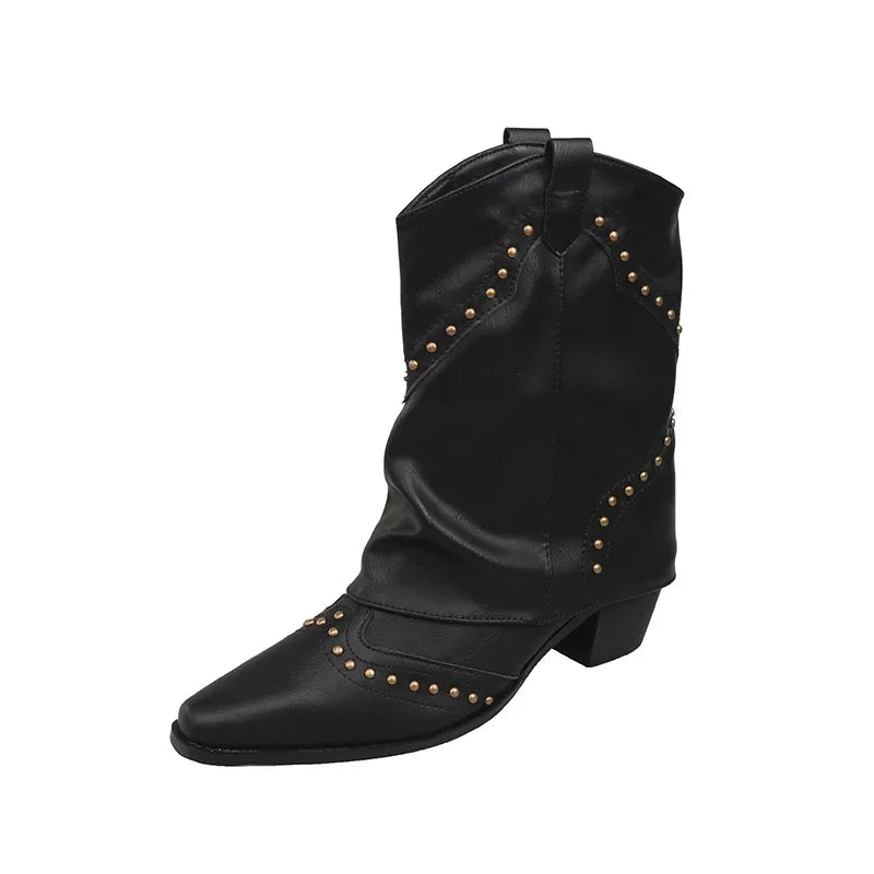 Stella | Studded Western Mid-Calf Boots