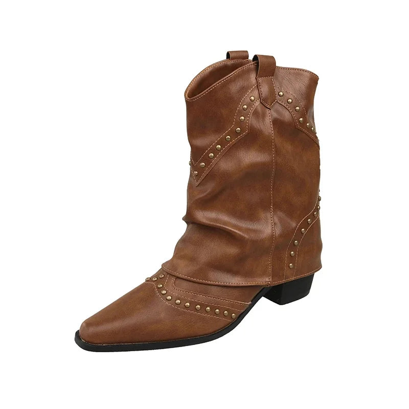 Stella | Studded Western Mid-Calf Boots