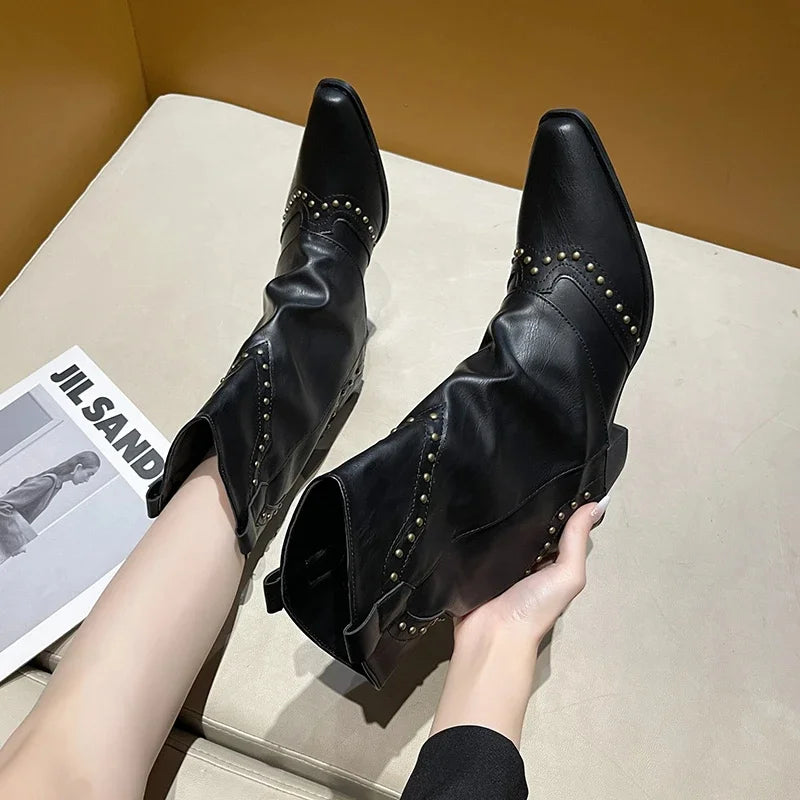 Stella | Studded Western Mid-Calf Boots