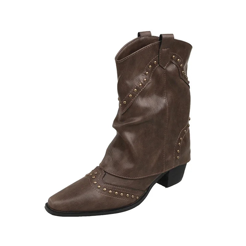 Stella | Studded Western Mid-Calf Boots