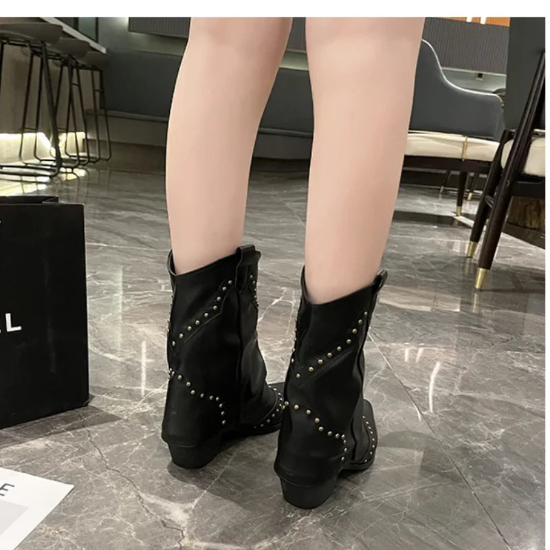 Stella | Studded Western Mid-Calf Boots