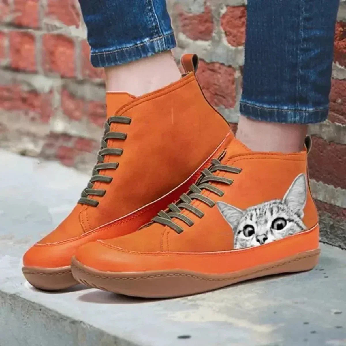 Colette | Playful Cat Print Ankle Boots