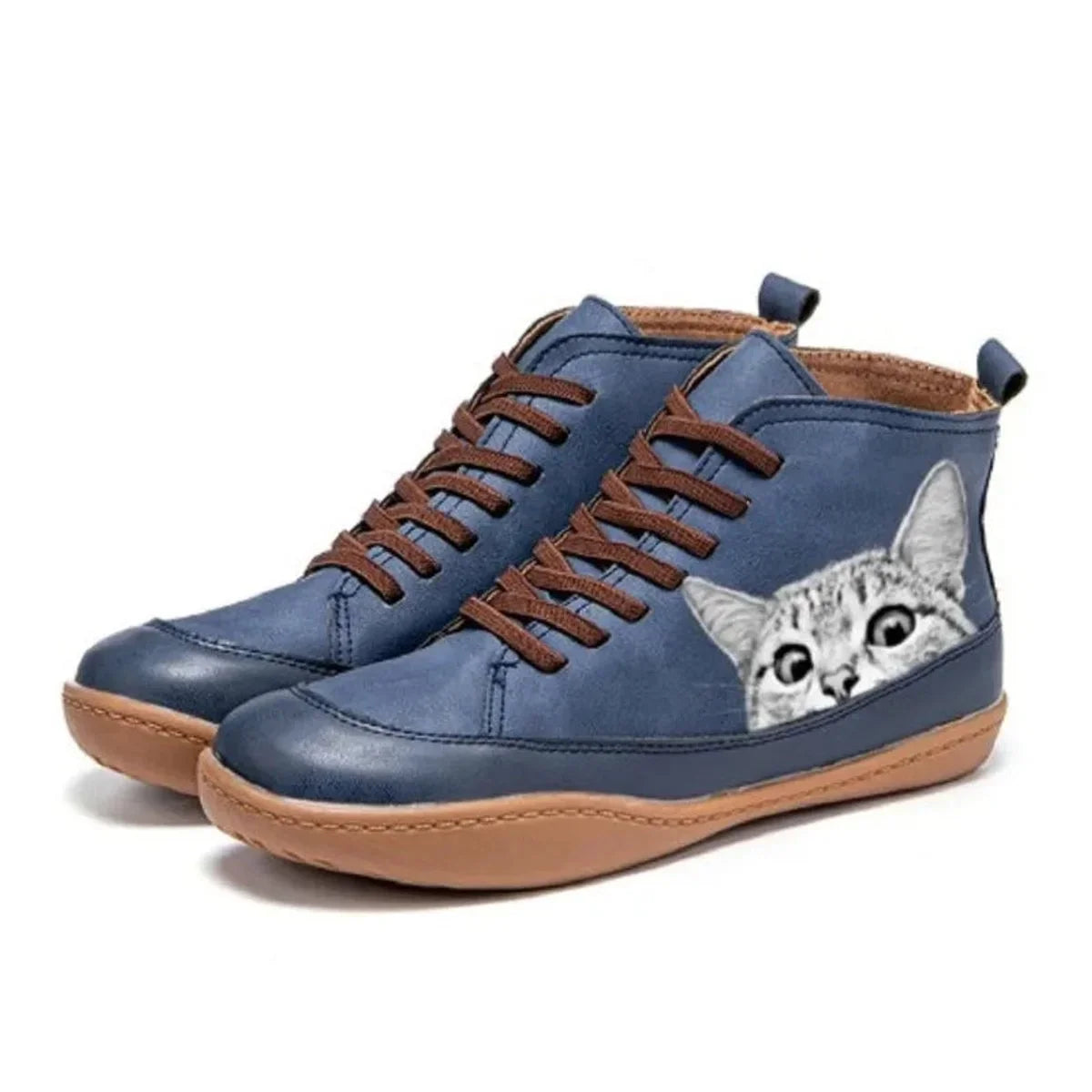 Colette | Playful Cat Print Ankle Boots