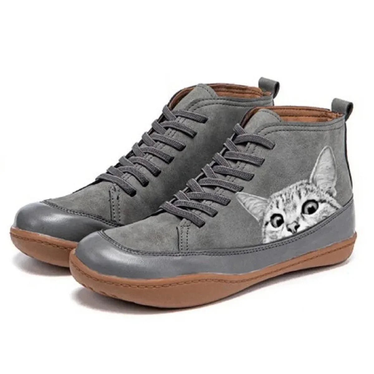 Colette | Playful Cat Print Ankle Boots