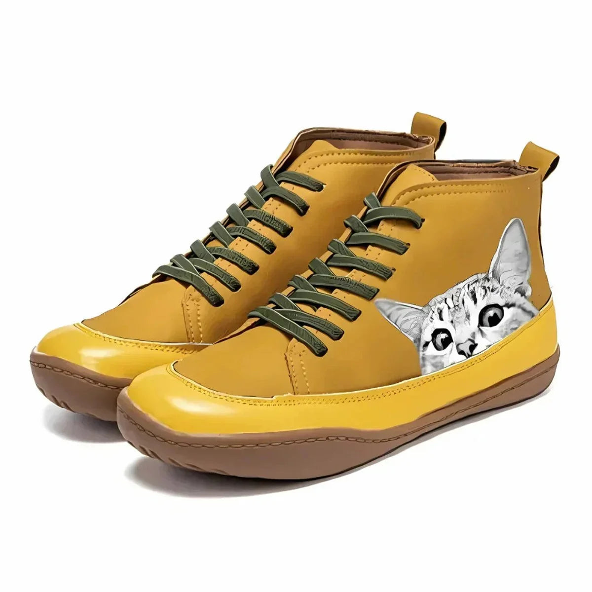 Colette | Playful Cat Print Ankle Boots
