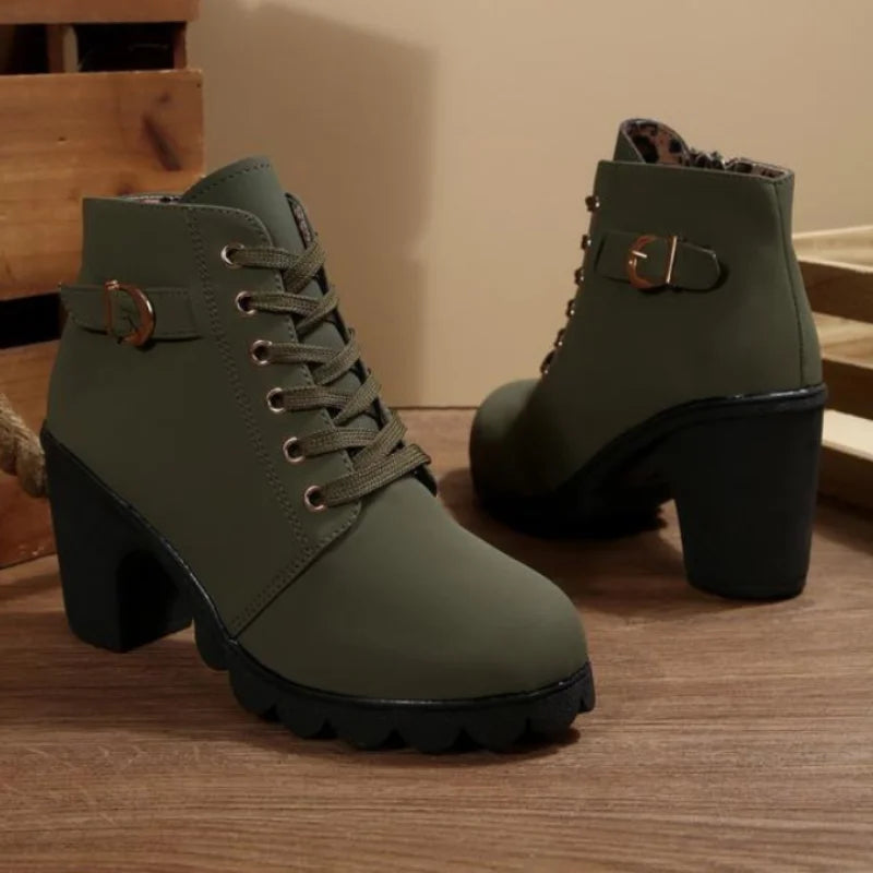 Nadine | Chunky Lace-Up Ankle Boots