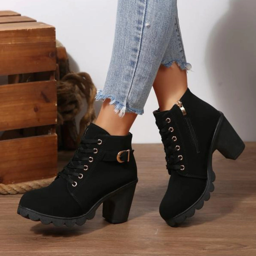 Nadine | Chunky Lace-Up Ankle Boots