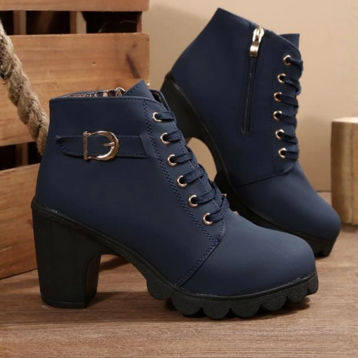 Nadine | Chunky Lace-Up Ankle Boots