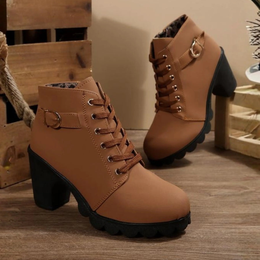 Nadine | Chunky Lace-Up Ankle Boots