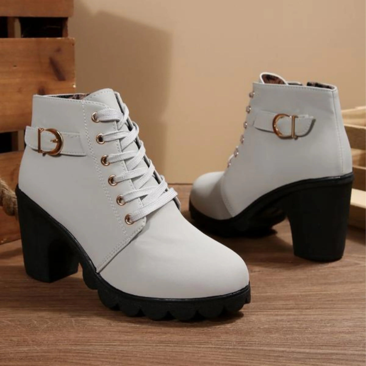Nadine | Chunky Lace-Up Ankle Boots