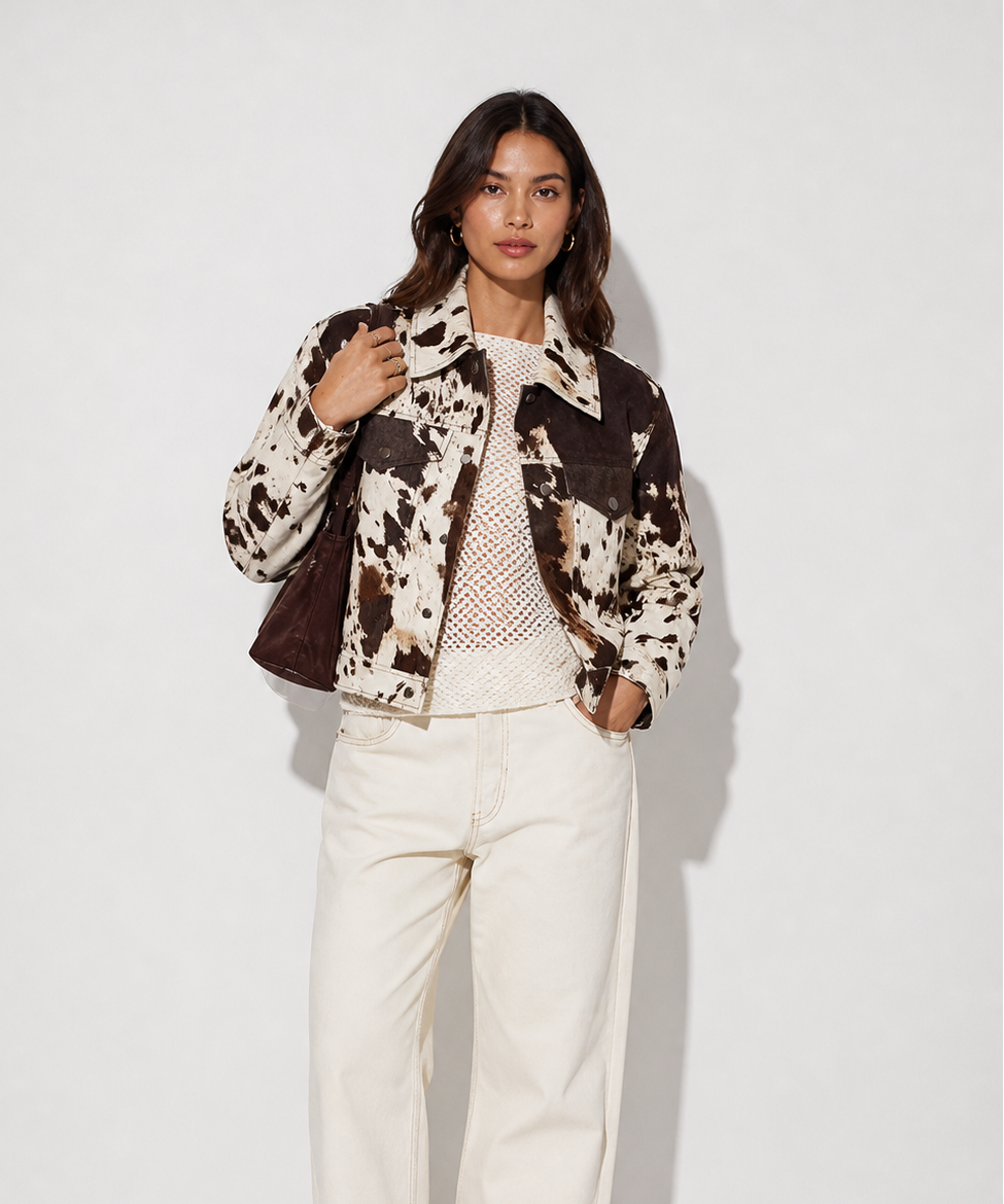 Winora | Cow Print Faux Fur Jacket