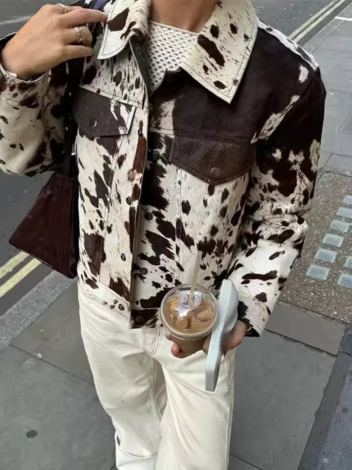 Winora | Cow Print Faux Fur Jacket