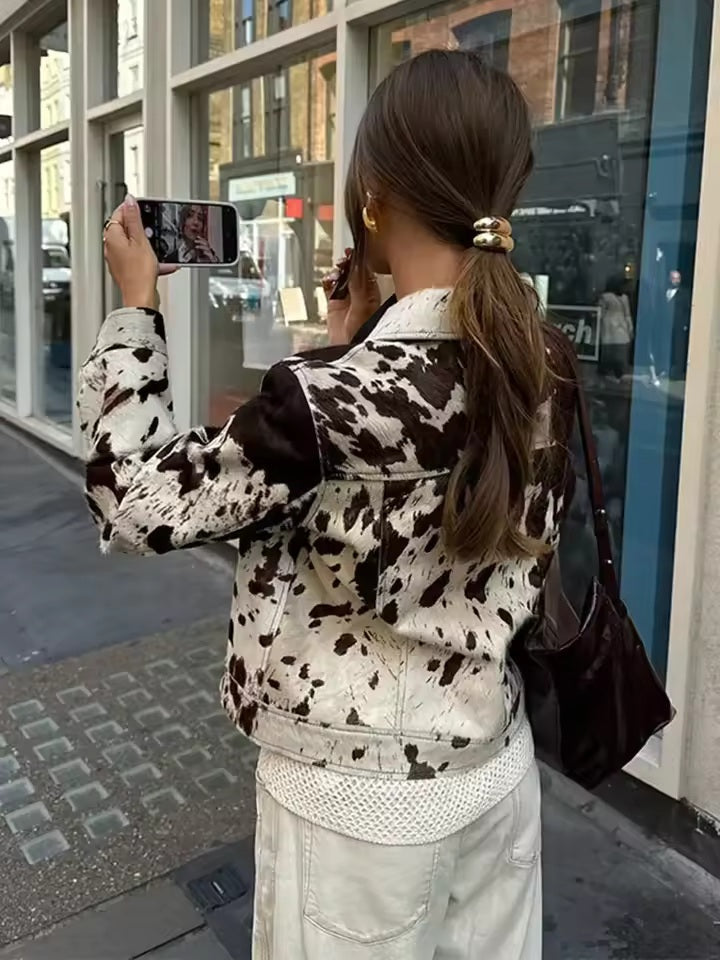 Winora | Cow Print Faux Fur Jacket