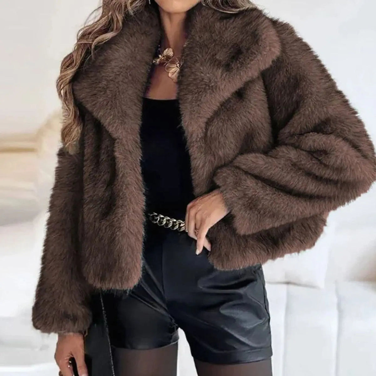 Romy | Cropped Faux Fur Jacket