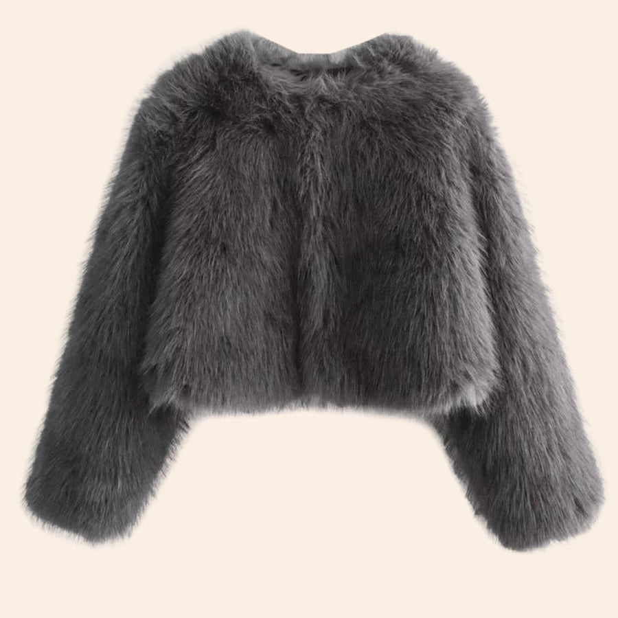 Poppy | Cropped Open-Front Women's Faux Fur Coat for Winter