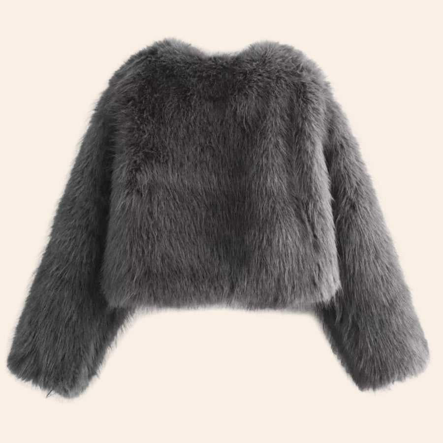 Poppy | Cropped Open-Front Women's Faux Fur Coat for Winter