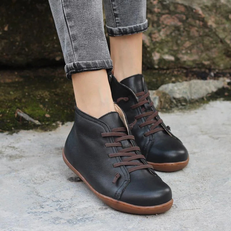 Nora | Distressed Lace-Up Ankle Boots