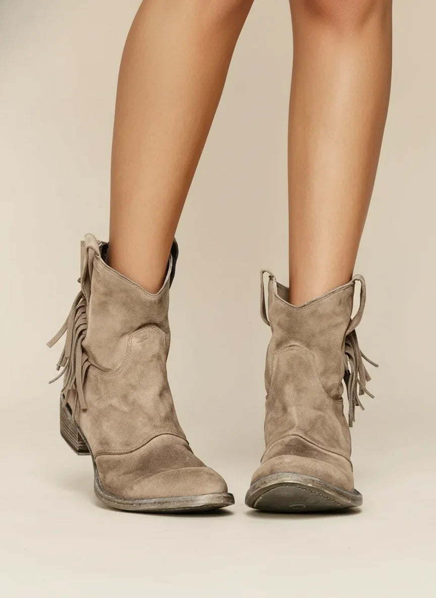 Corinne | Distressed Fringe Cowboy Boots