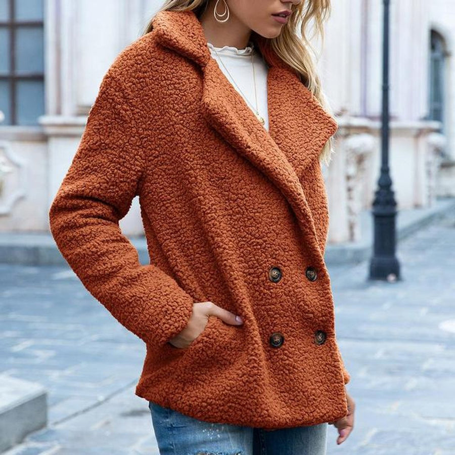 Adeline | Double-Breasted Loose-Fit Women's Faux Fur Coat for Winter