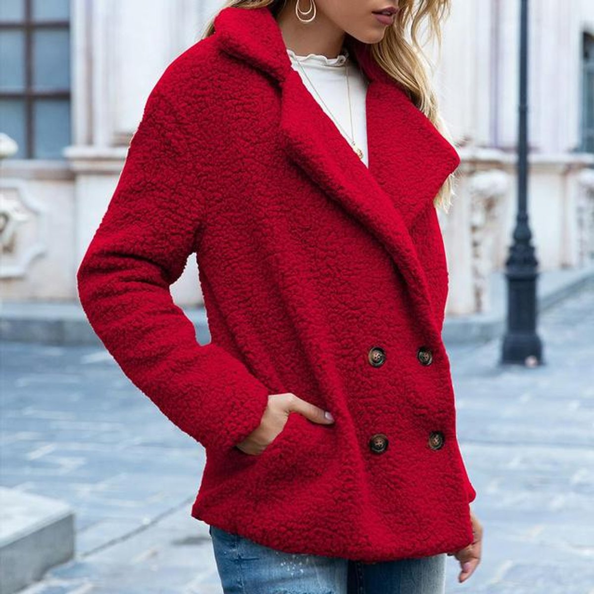 Adeline | Double-Breasted Loose-Fit Women's Faux Fur Coat for Winter