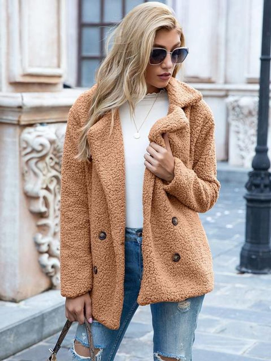 Adeline | Double-Breasted Loose-Fit Women's Faux Fur Coat for Winter