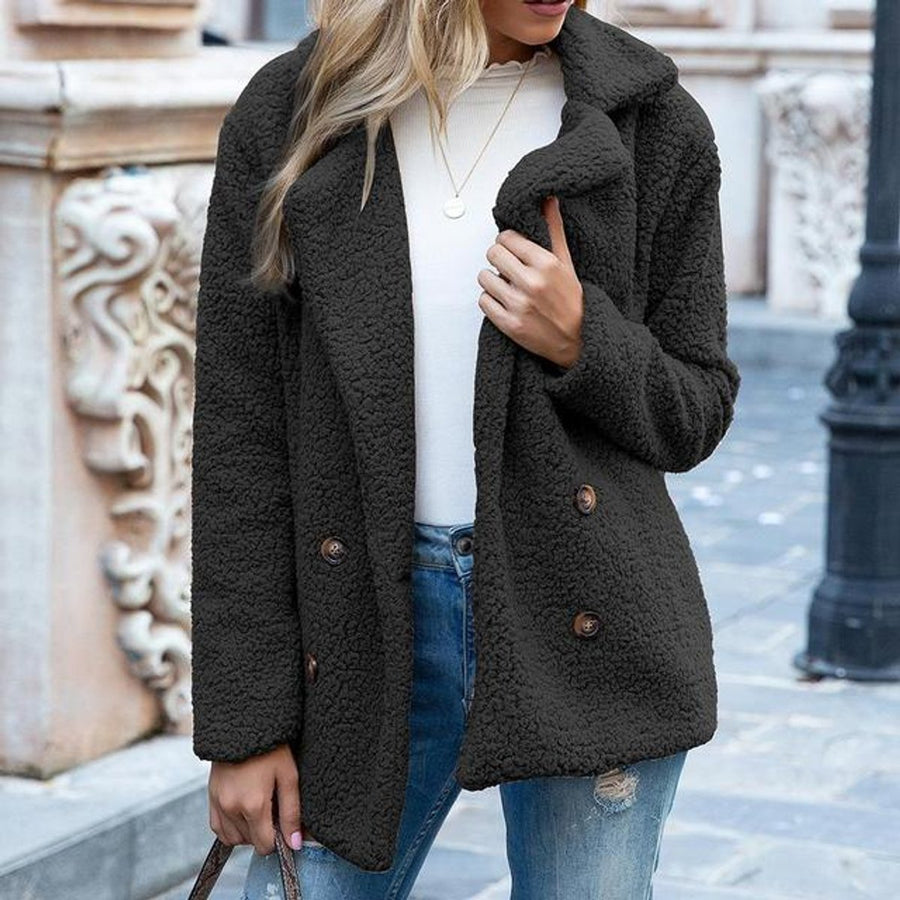 Adeline | Double-Breasted Loose-Fit Women's Faux Fur Coat for Winter