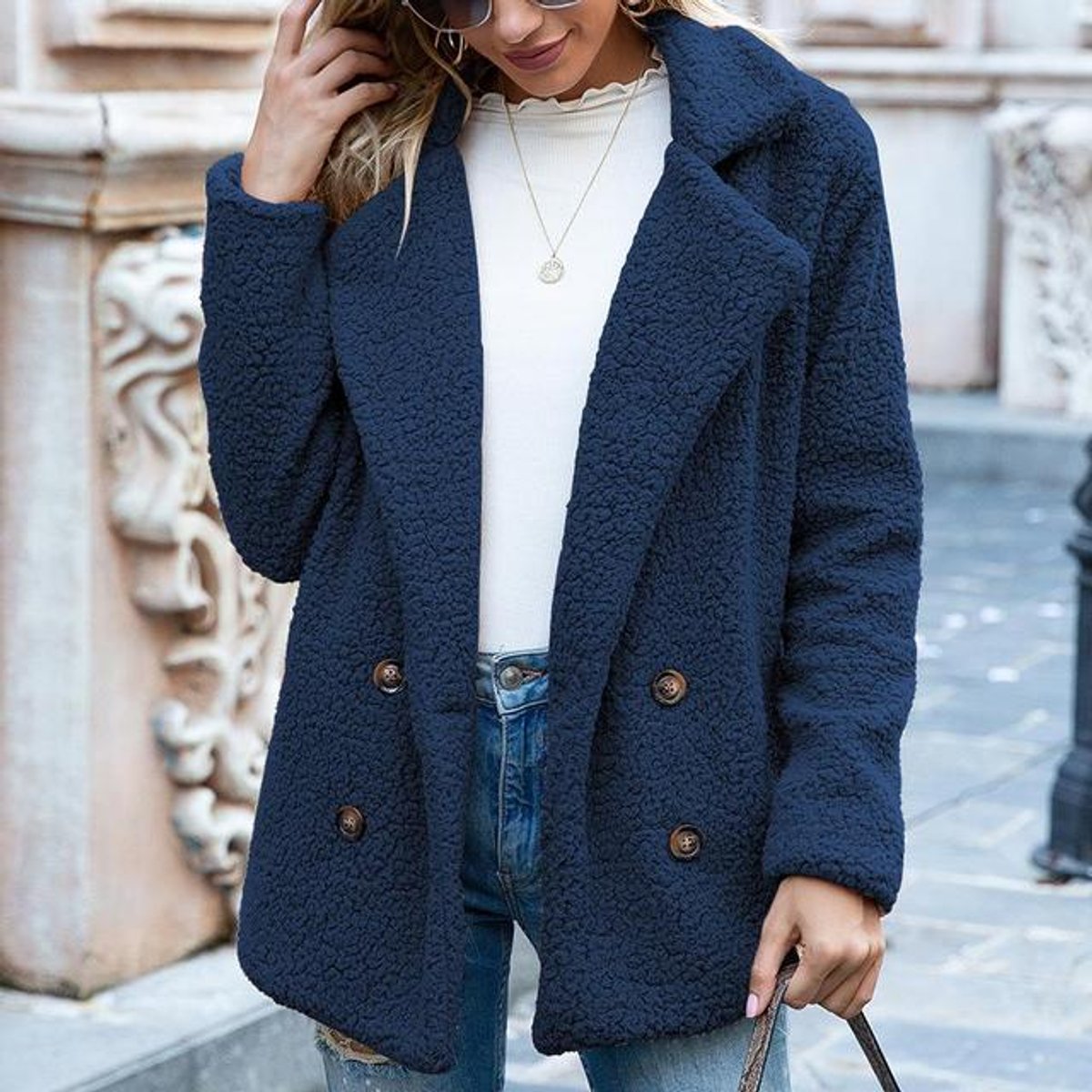 Adeline | Double-Breasted Loose-Fit Women's Faux Fur Coat for Winter