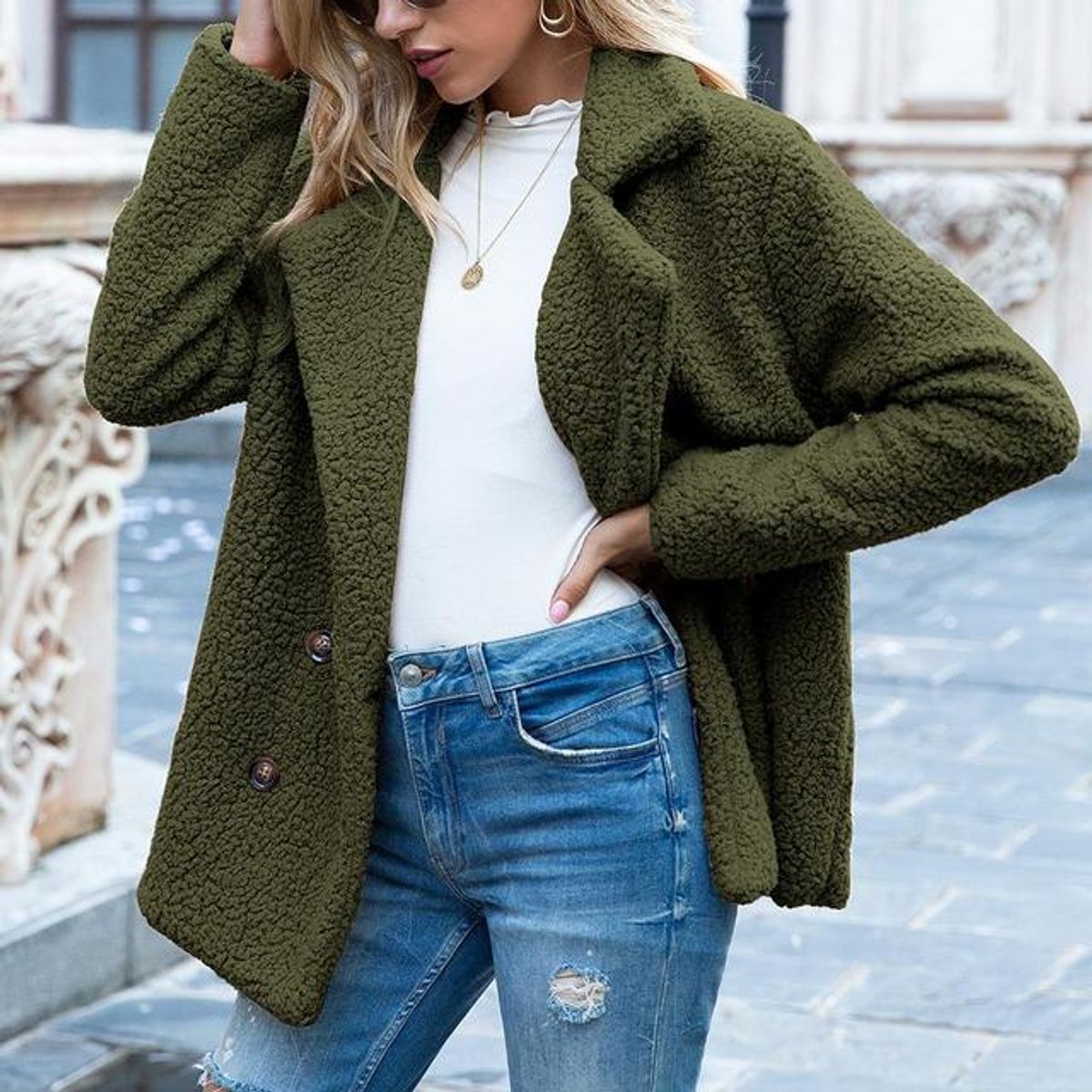 Adeline | Double-Breasted Loose-Fit Women's Faux Fur Coat for Winter
