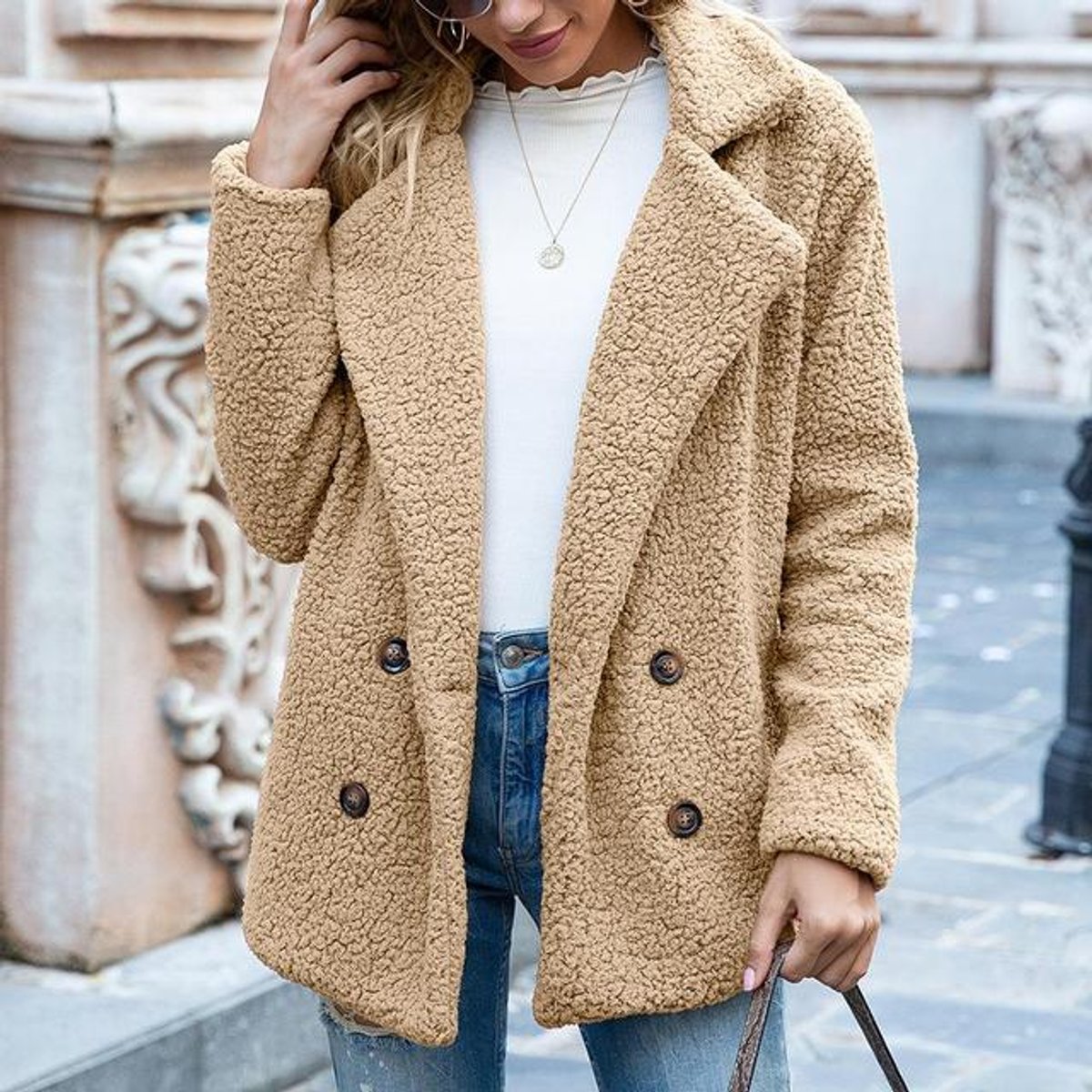 Adeline | Double-Breasted Loose-Fit Women's Faux Fur Coat for Winter